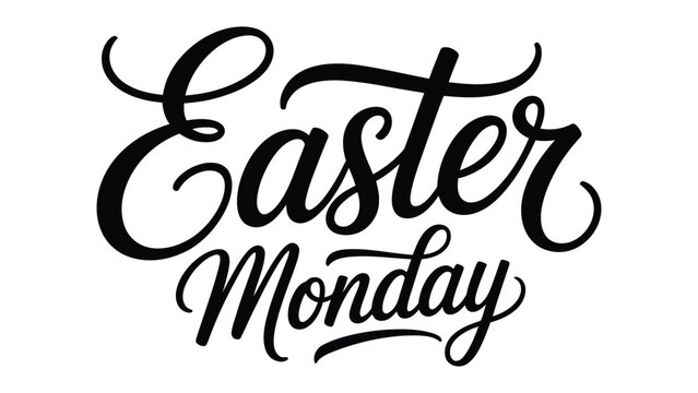 Easter Monday elegant hand lettering typography design flat vector illustration on light background for spring holiday greeting banner