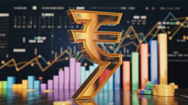 Indian rupee symbol concept with infographics also animated