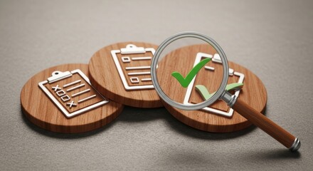 Magnifying glass over checklist