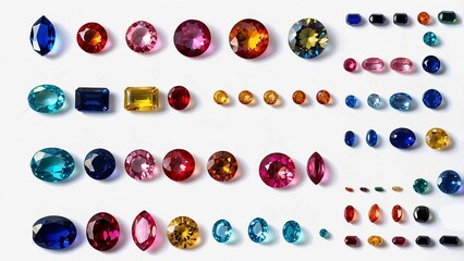 カラフルな色とりどりの宝石カット見本サンプル