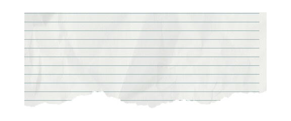 Blank crumpled lined paper notebook paper with torn edges isolated on transparent background,note paper message office business tag sign,blank sheet of paper,crumpled paper sheet © Design Zone