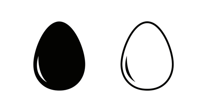 Black and white egg illustration, minimalist design, vector art, simple shape, modern graphic Vector