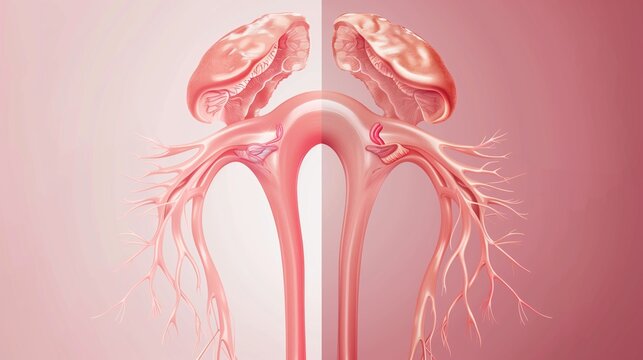 Endometriosis Awareness Week: Split medical illustration comparing normal endometrium versus endometriosis-affected tissue, side-by-side anatomical comparison