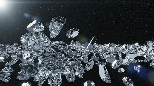 Gleaming Metallic Shards Representing Decentralized Ledgers