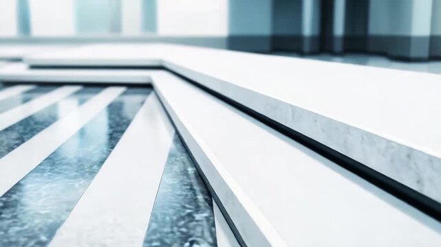 Modern architecture featuring a polished terrazzo floor with alternating light and dark aggregate stripes, creating a clean abstract background and refined interior detail