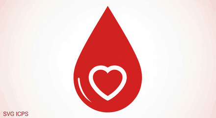 Red Blood Drop with Heart Icon