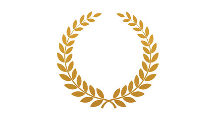 Golden Laurel Wreath Award Symbol on White Background