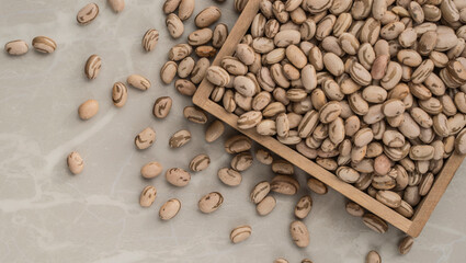 Typical Brazilian beans on the table. Viewed from above. Top view