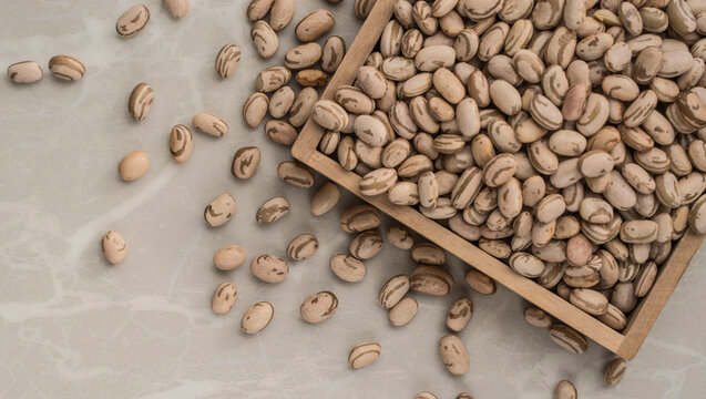 Typical Brazilian beans on the table. Viewed from above. Top view