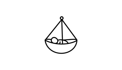 Minimalist Line Art Icon of a Baby in a Hammock