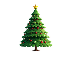 Fototapeta premium Festive christmas tree with star top and ornaments