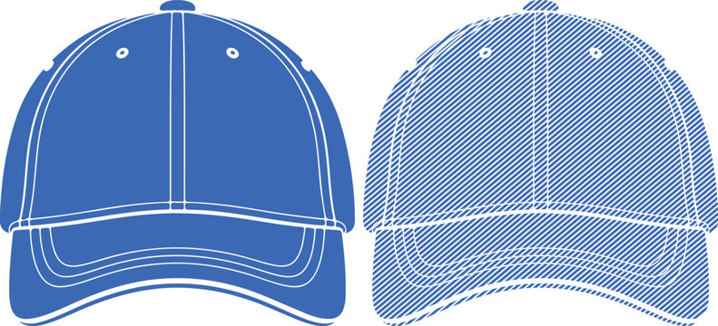 Line set baseball cap design isolated on transparent background silhouette