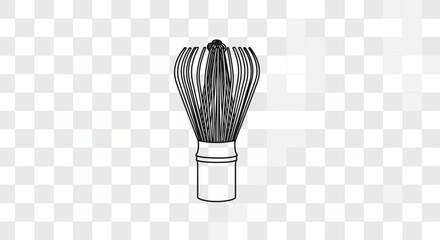 Traditional Bamboo Whisk for Matcha Tea Preparation, Minimalist Line Art Illustration