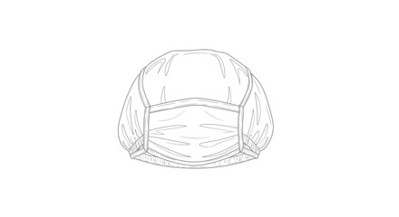 Fototapeta premium Surgical mask and bouffant cap line drawing, medical protection equipment, healthcare concept