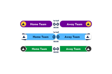 Fototapeta premium Sports banners for broadcasting matches in different options and colors without background