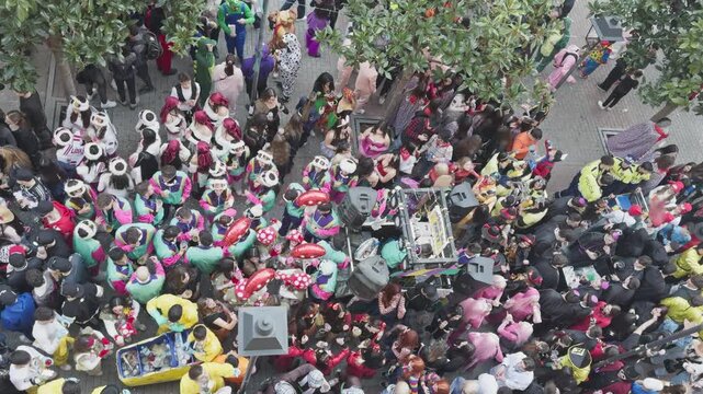 crowds of people at carnival event in spanish town