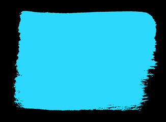 Obraz premium Grunge Farbfläche gemalt mit einem Pinsel in blau auf schwarz