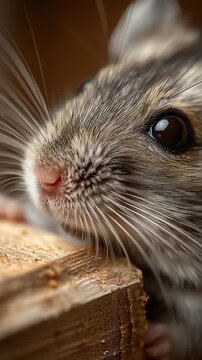 Close-up of a curious gerbil with soft fur in natural habitat