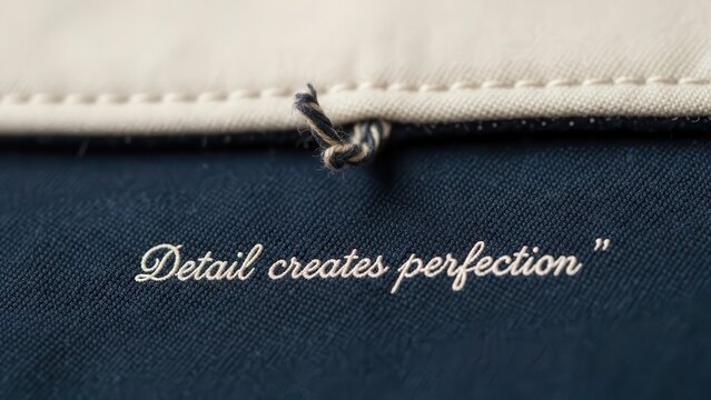 Embroidered Phrase On Fabric: Detail Creates Perfection