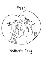 Mother holding baby with heart shape for Mother's Day