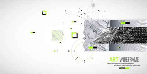 Fototapeta na wymiar Abstract art wireframe background. Modern science or technology art elements. Surface illustration.
