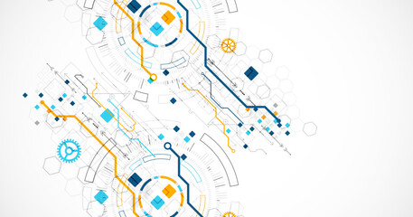 Plakat Abstract background. Scientific and technological concept with the use of technical elements formed in the shape of a circle. Vector