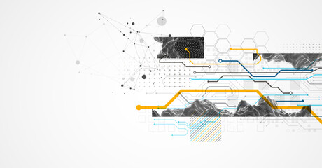 Abstract technology concept. Circuit board, high computer color background. Vector illustration. © Alex