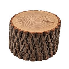 A tree stump with visible rings and rough bark texture.
