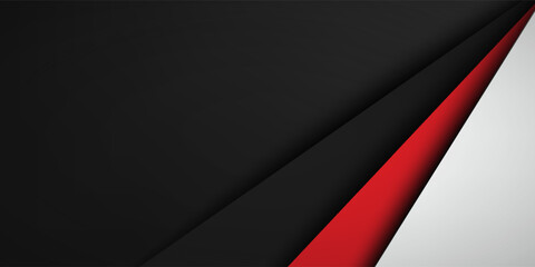 Obraz premium red white vector geometric background layers on black space for design text and background