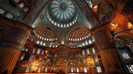 Obraz premium Stunning Interior Architecture of Historic Mosque with Elegance and Detail