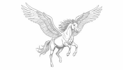 Majestic Pegasus Horse with Large Wings Flying, Mythological Creature, Fantasy Art