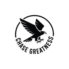 Obraz premium A motivational logo featuring an eagle and the phrase Chase Greatness