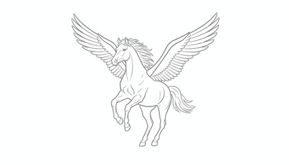 Obraz premium Majestic Pegasus Horse with Wings Flying, Mythical Creature Outline