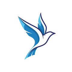 Obraz premium Abstract blue bird flying, symbol of freedom, peace, and hope, modern logo design