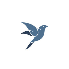 Obraz premium Elegant Blue Bird Silhouette in Flight, Minimalist Logo Design