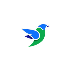 Fototapeta premium Abstract Blue and Green Bird Logo Design, Minimalist Flying Bird Icon, Vector Illustration