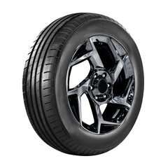 Obraz premium Car wheel , alloy wheel black color side view isolated on a white background