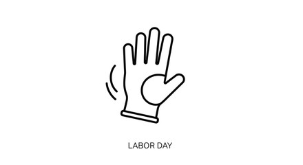 Obraz premium Labor Day Icon: Waving Hand Wearing Glove - Symbol of Work and Holiday Celebration