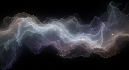 Obraz premium Abstract Smoke Waves with Soft Lighting on Black Background, Ethereal Atmosphere