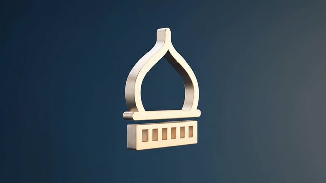 A 3D illustration of an architectural arch monument on a blue gradient background from a straight-on viewpoint