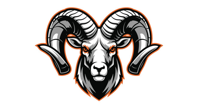 Powerful Aggressive Ram Head Mascot Logo Design with Striking Horns and Fierce Expression