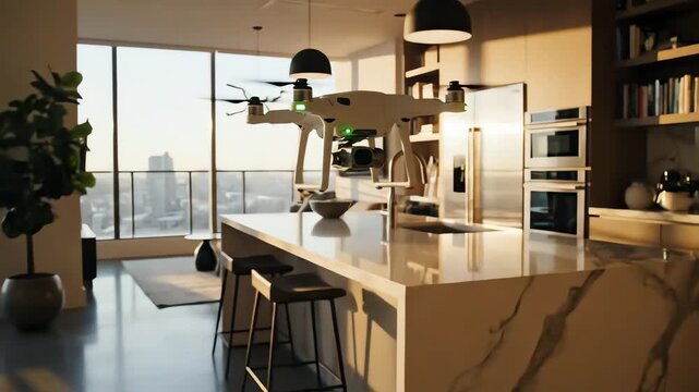 drone em um apartamento. 4k resolution video 30fps.