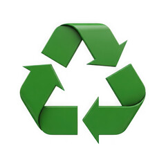 Fototapeta premium Green recycling symbol with three arrows forming a triangular shape isolated on transparent background