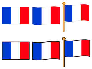 シンプルなフランスの国旗のイラスト素材セット
