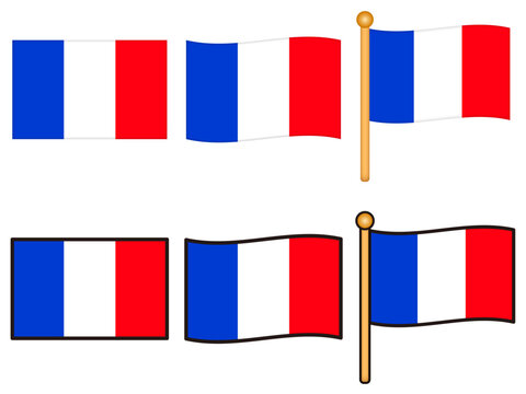 シンプルなフランスの国旗のイラスト素材セット
