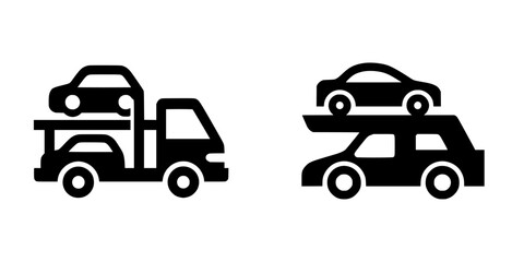 A tow truck with a car on the back