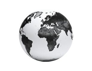 Obraz premium Global monochrome globe with grayscale continents