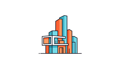Fototapeta premium Modern Architectural Building Design with Geometric Shapes.