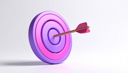 Aiming for Success A 3D Render of an Arrow Hitting the Center of a Colorful Target.