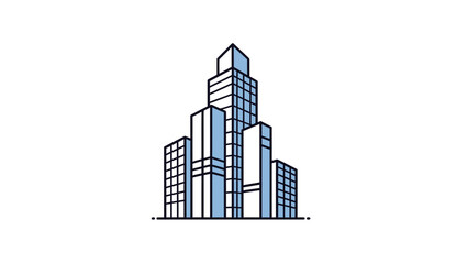 Obraz premium Modern Cityscape with Tall Office Buildings and Skyscrapers.
